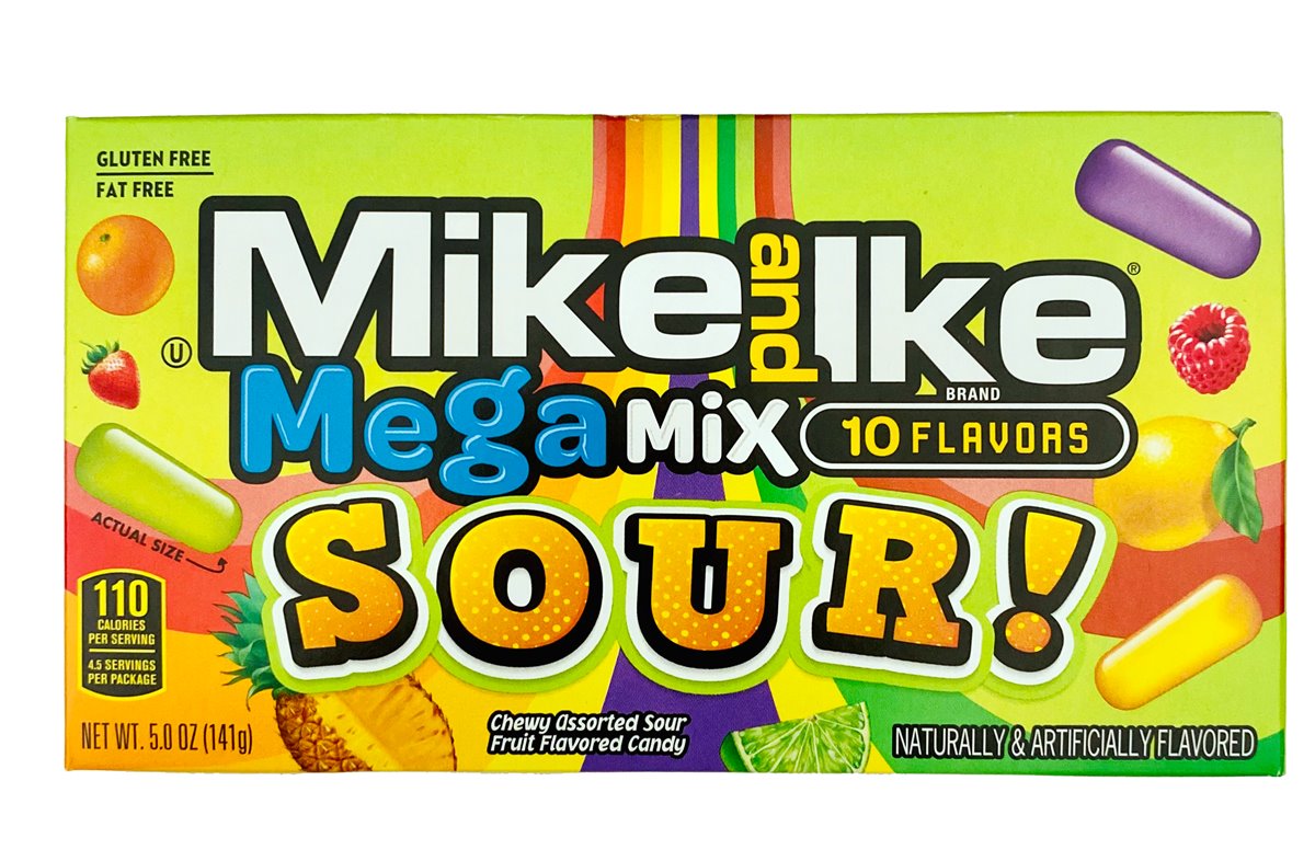 Mike and Ike | Mega Sauer 141g, Fruchtgummi, amerikanische Süßigkeiten, USA