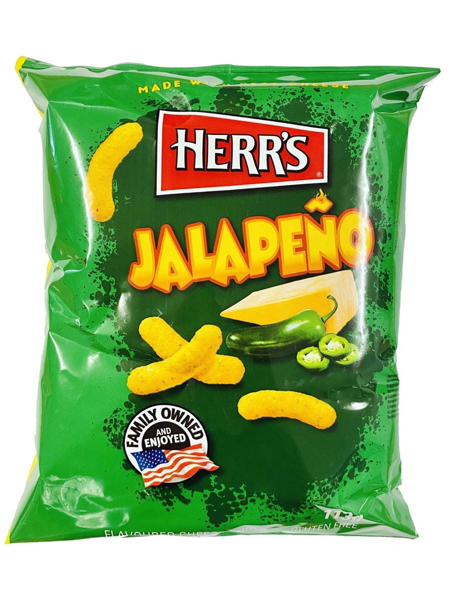 Herr's | Jalapeno Cheese Curls 113g, Erdnuss Flips, Käse, Jalapeno - MHD 04.02.2024